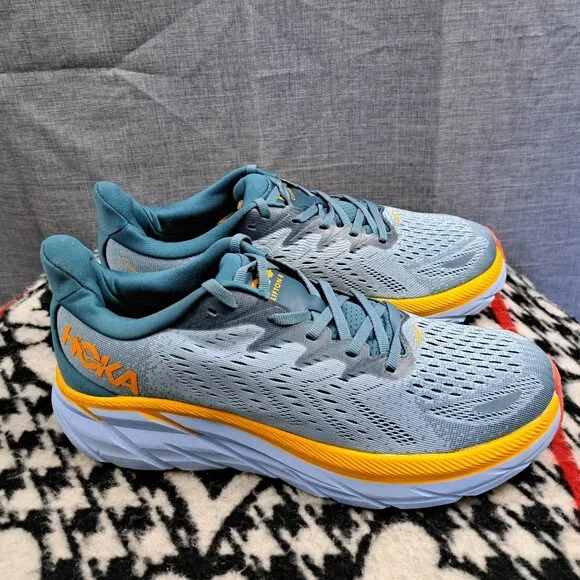 Size 9.5D Men Hoka One One Clifton 8 running shoes in the Goblin Blue - Picture 2 of 12